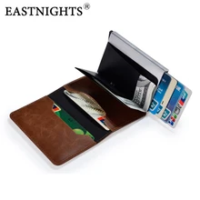 EASTNIGHTS, Мини Смарт рчид кошелек, всплывающий, для мужчин, бизнес, тонкий, магический, бумажник, металлический, ID, для кредитных карт, кошельки, мужской кожаный держатель для ID