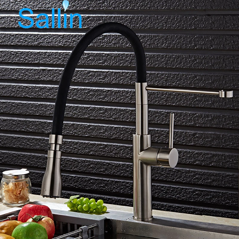 Luxury Spring Pull Down Kitchen Faucet Brushed Nickel Kitchen Water Faucet Brass Made Spray Shower Head Kitchen Faucet 3 Colors Luxury Spring Pull Down Kitchen Faucet Brushed Nickel Kitchen Water Faucet Brass Made Spray Shower Head Kitchen Faucet 3 Colors