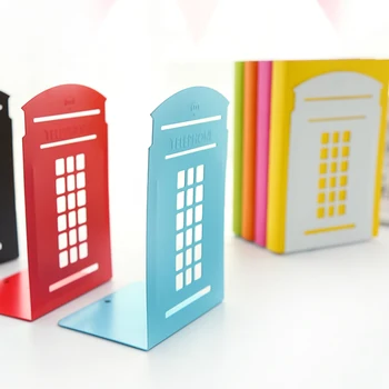 

Creative Telephone Booth Metal Bookends Book Shelf Desk Book Stand For Books