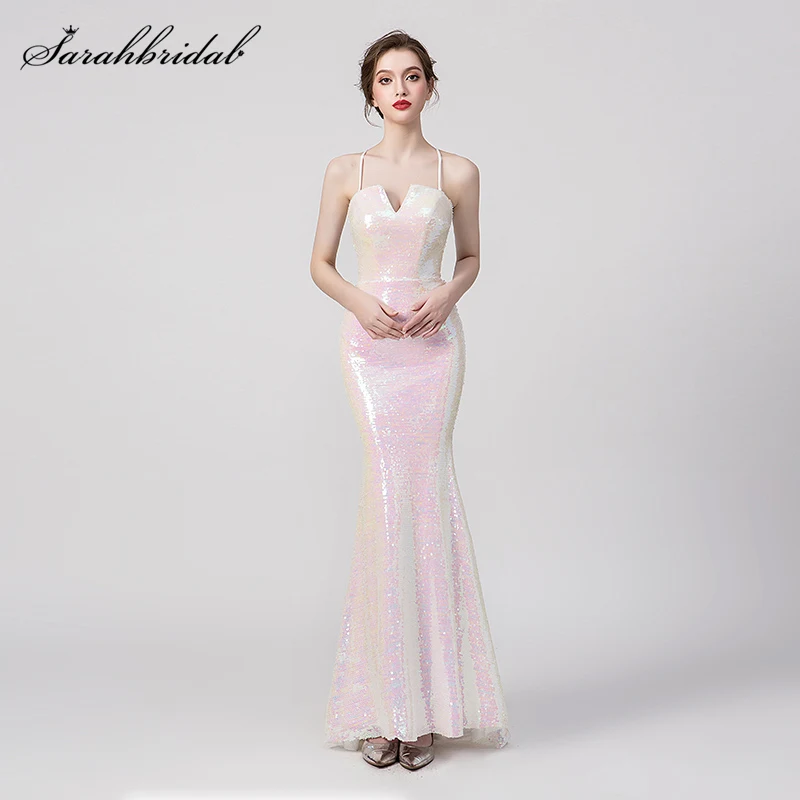 

2019 New Arrivals Robe De Soiree Mermaid Prom Dresses Actual Strapless Image Prom Gowns Real Photos Pink Sexy Sequin WT5259