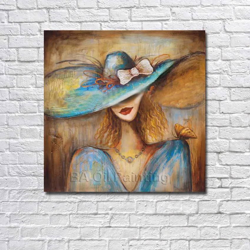 Free Shipping For Sell Wholesale Hand painted Beautiful Women Oil