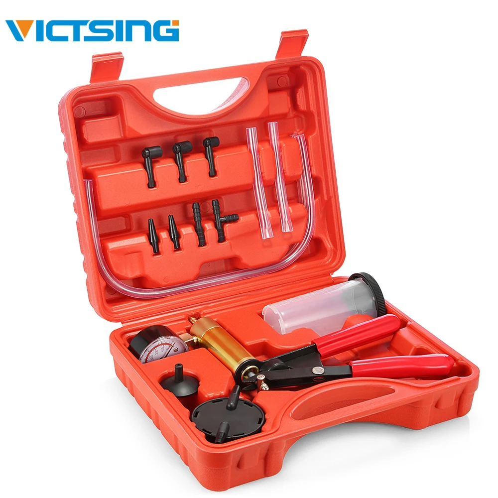 

VicTsing 2 in 1 Car Handheld Vacuum Pressure Pump Tester Set Brake Fluid Bleeder Bleeding Kit DIY Brake Pressure Vacuum Gauge