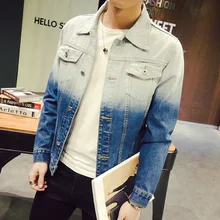 Men Jeans Jacket Autumn Casual Patchwork Color Denim Jackets Mens Turn Down Collar Slim Fit Fashion Man Coat Windbreaker 5XL-M