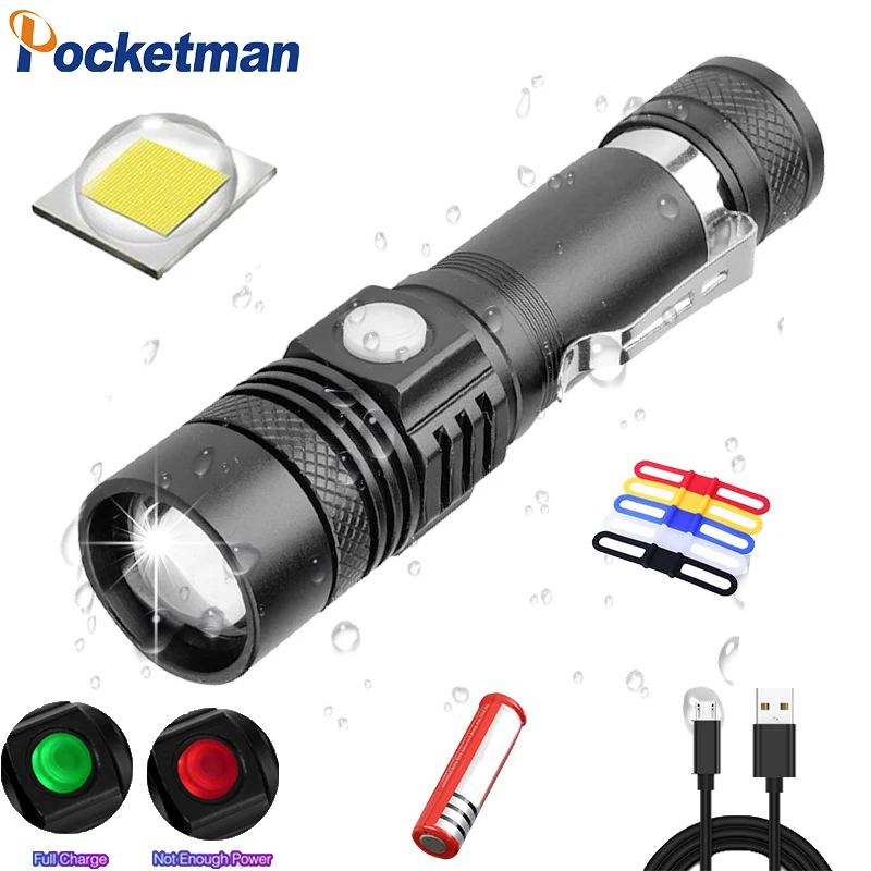 

Super Bright Led flashlight USB linterna led torch T6/L2/V6 Power Tips Zoomable Bicycle Light 18650 Rechargeable z50