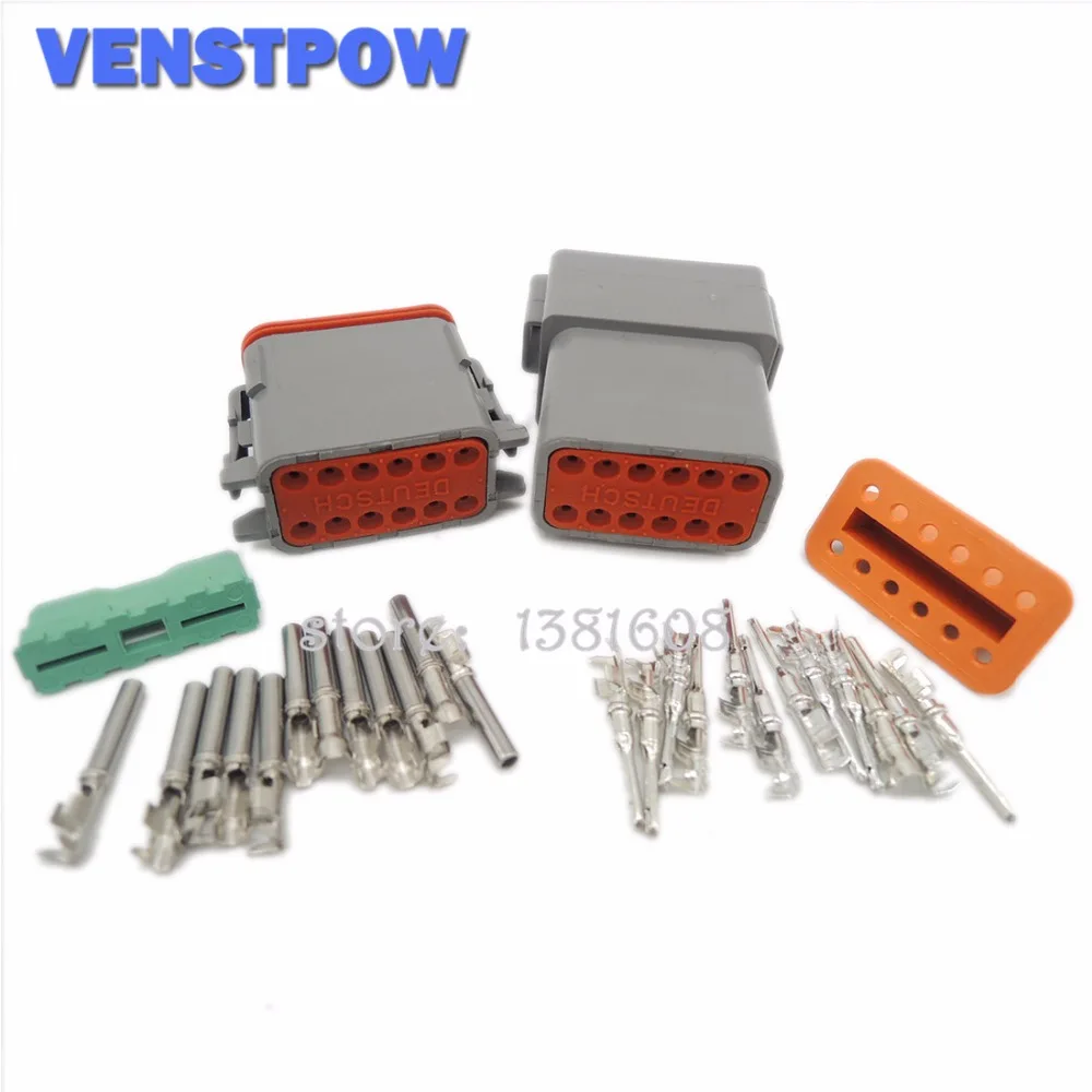 1sets Deutsch 12 Pin Waterproof Electrical Wire Connector Plug DT06-12S 16-18 GA