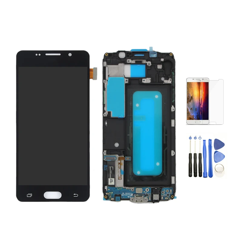 A510F ЖК-для Samsung Galaxy A5 A510 A510M SM-A510F ЖК-дисплей сенсорный экран дигитайзер с рамкой можно регулировать яркость - Цвет: A510 Black w Frame