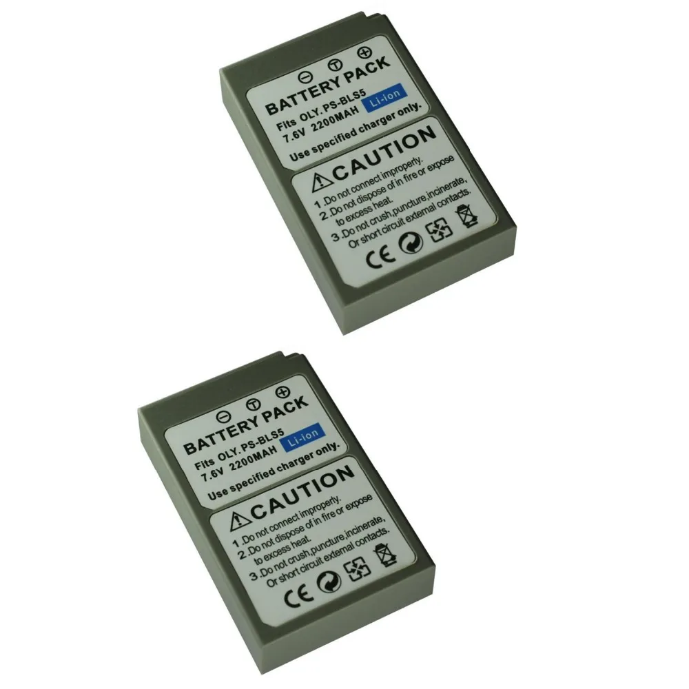 2 pcs 2200mAh PS BLS5 PS BLS5 BLS 50 Camera Battery for Olympus PEN E ...