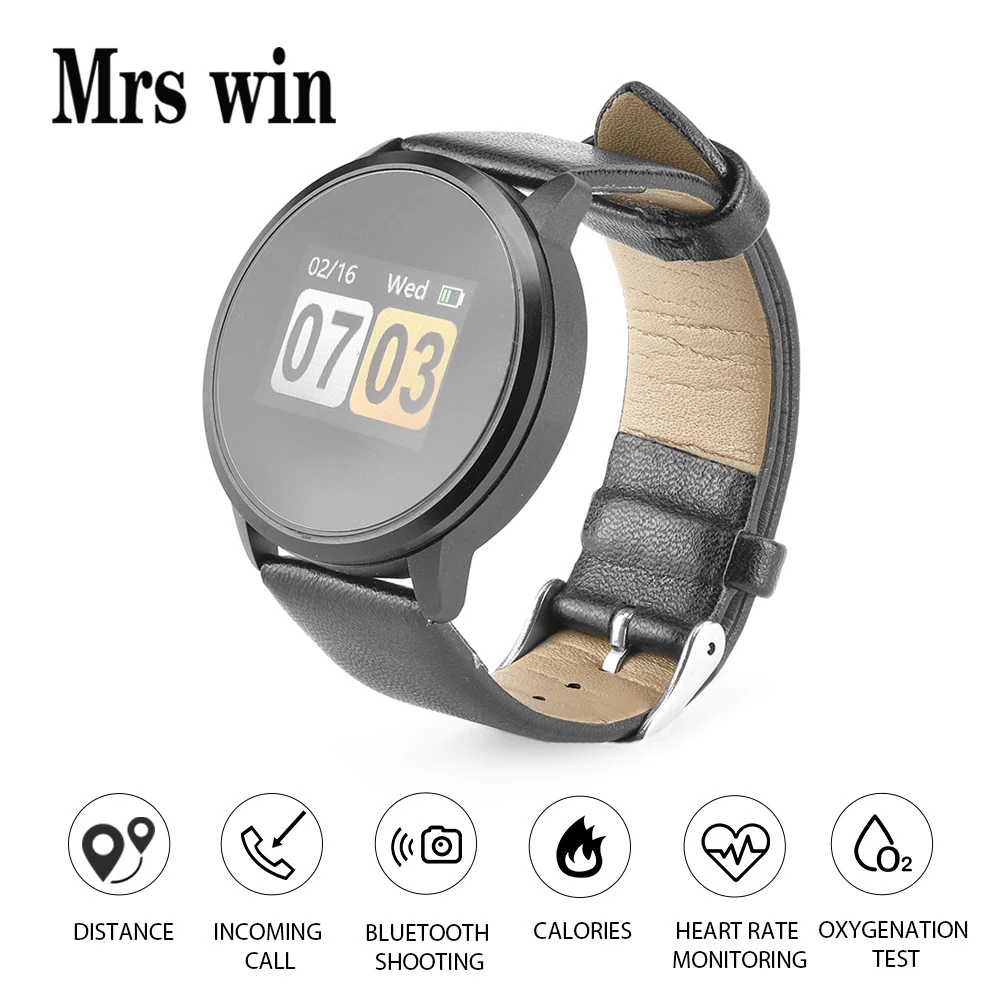 

Mrs win Q8 Smart Watch Waterproof OLED Color Screen Fitness Tracker Heart Rate Blood Pressure Monitor Smartwatch for iOS Android