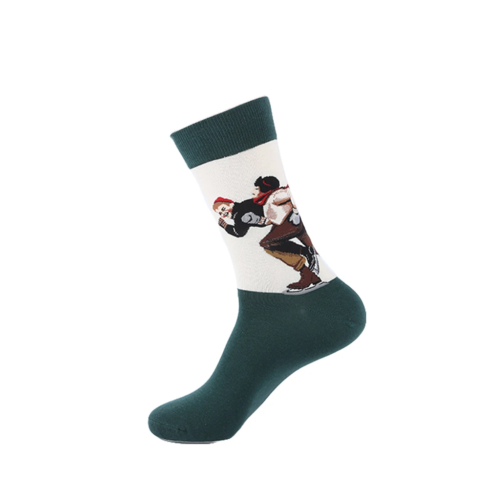 VPM художественные хлопковые мужские носки Harajuku, цветные Веселые носки Ван Гога с рисунком маслом для мужчин, Свадебный Рождественский подарок - Цвет: Бургундия