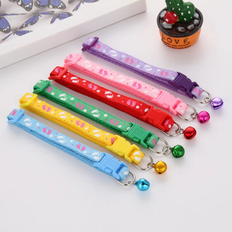 

Cute Baby Feet Bell Nylon Adjustable Collar For Dog Pet Dog Accessories Cat Supplies Durable Comfortable Dog Collar Necklace