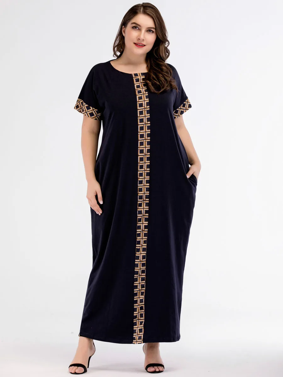 Повседневное платье макси с принтом, вязаное мусульманское платье абайя, свободная юбка, кимоно, длинное платье, Рамадан, Ближний Восток, Арабская, Исламская одежда