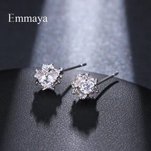 Emmaya – petite boucle d'oreille irrégulière populaire en cristal blanc, solide AAA CZ, bijoux pour femmes et filles, cadeau de fête de mariage