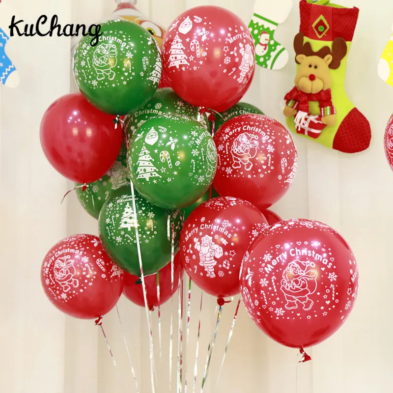 Christmas Santa 12/" Printed on Red Latex Balloons By Party Decor pack of 6