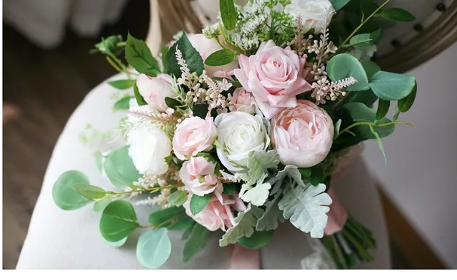 February 14 Rose, hydrangea, crystal flowers, Penglai pine, eucalyptus,  leaves, love grass, Valentine's Day flower gift - AliExpress