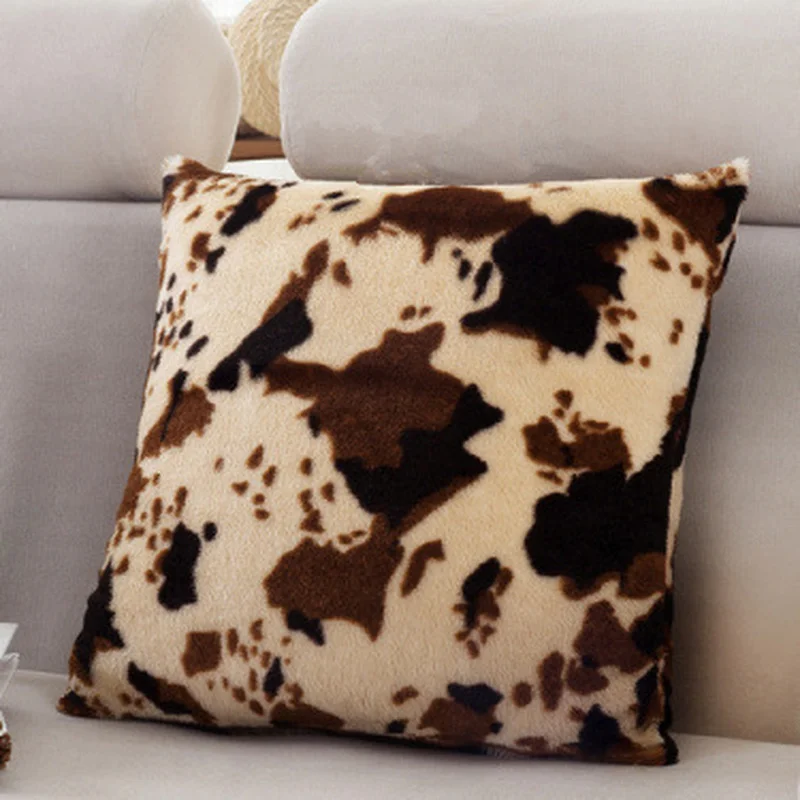 

Leopard/Cow Pattern Cushion Covers Animal Short Fur Decorative Throw Pillow Covers Soft Velet Pillowcase For Seat Car Sofa Bed