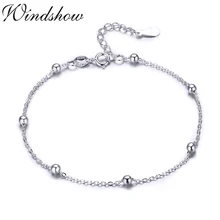 Серебряные бусины 925 пробы браслет на ногу с перекрестной цепочкой для женщин и девочек, ювелирные изделия для ног, браслет на ногу, Tobillera Chaine De Cheville