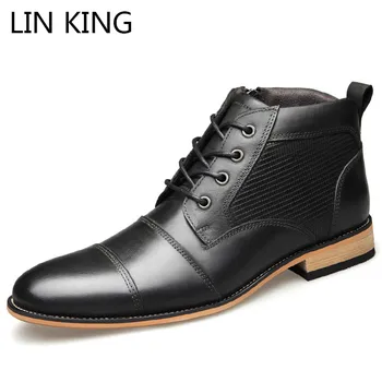 

LIN KING Plus Size 50 Fashion Men's Boots Spring Autumn Man Lace Up Casual Botas Lace Up Waterproof Male Work Safety Boot