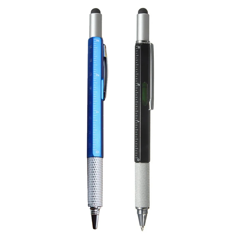 

6 In 1 1PC Touch Ballpoint Pen With Spirit Level Ruler Screwdriver Tool Office School Supplies Best Gifts Freeshipping