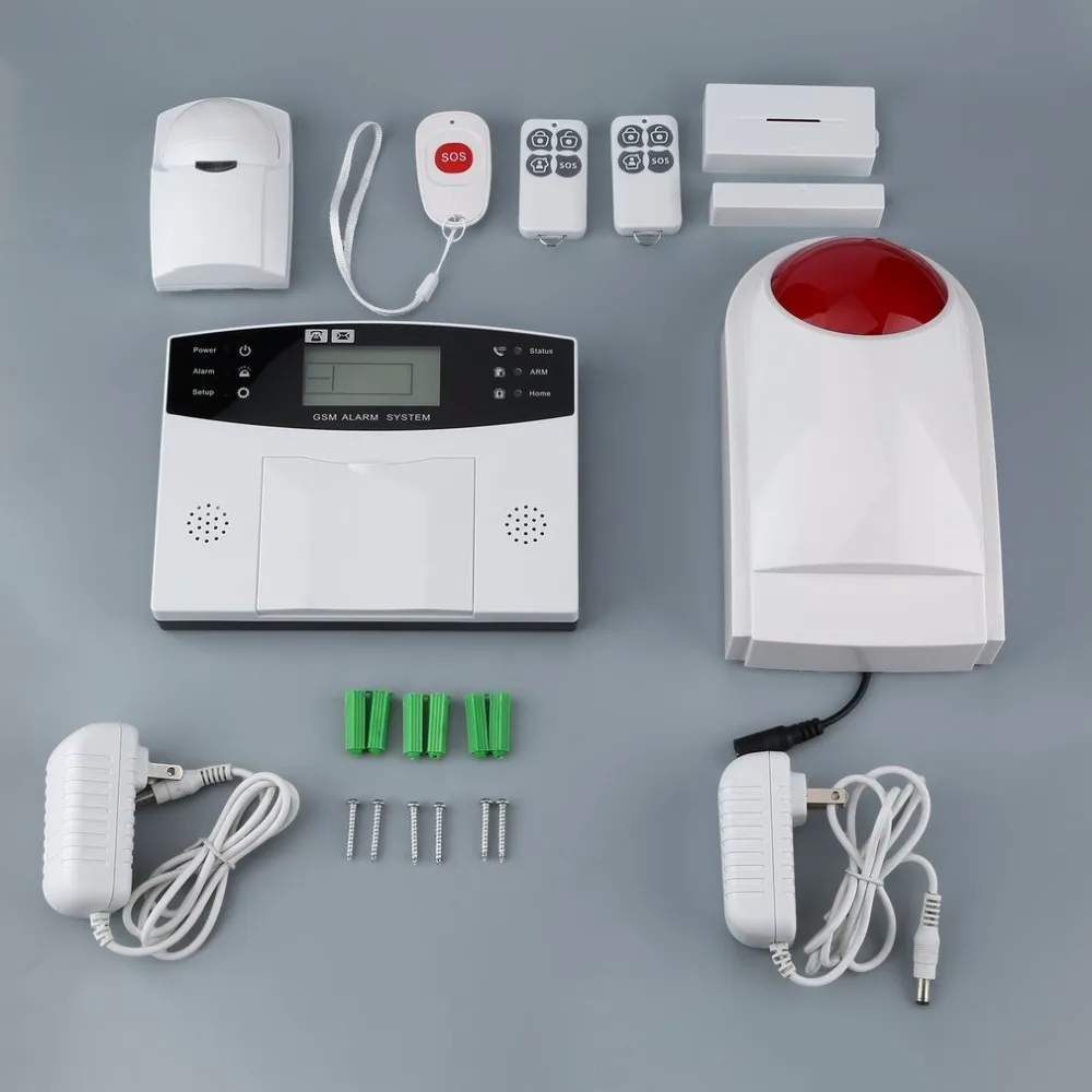 

9pcs/set GSM Wireless Smart Voice Anti-theft Alarm System with LCD Display&PIR Sensor&Magnetic Door Detector&Strobe Siren