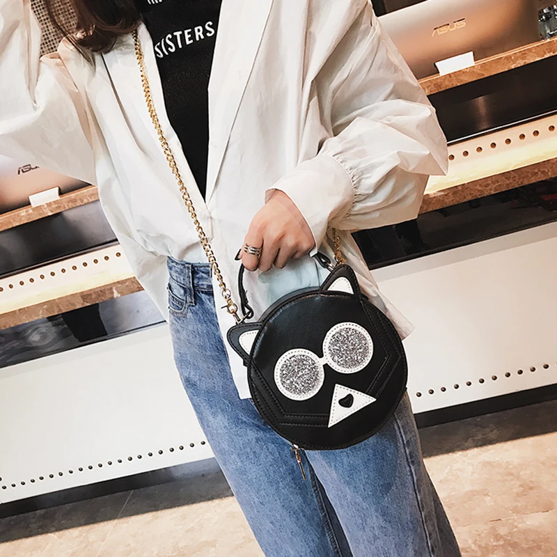 Women Patchwork Handbag Female Leather Roll Circular Bag Famous Crossbody Shoulder Bags Animal Chains Fashion Tote Sac SS7316 (12)