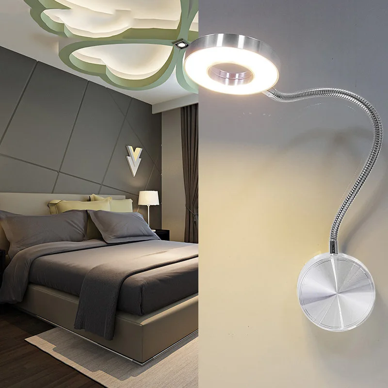 LED Wall Light 5W 360&deg; Flexible bedroom with switch LEDs Selfie Ring Light Indoor wall Lapms For Makeup Bedside Reading led light,led wall lamp,wall light,led reading light
