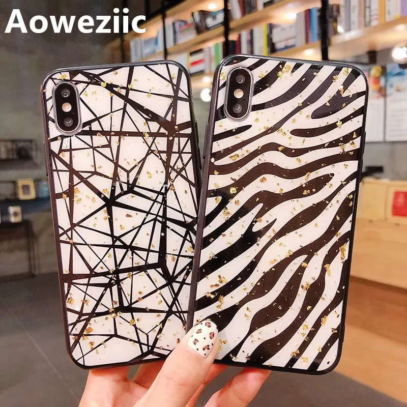 

Aoweziic Fashion for iphone X XS zebra phone case XS MAX XR Leopard Cover 7 6S 8plus All Inclusive Soft Shell