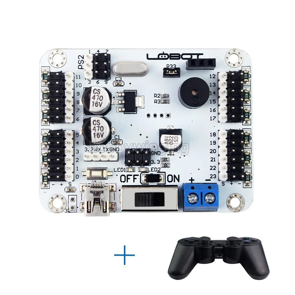 Compatível com Arduino 24ch com Placa de Controle do Robô do Punho sem Fio Controlador Servo Digital Proteção Sobre-corrente