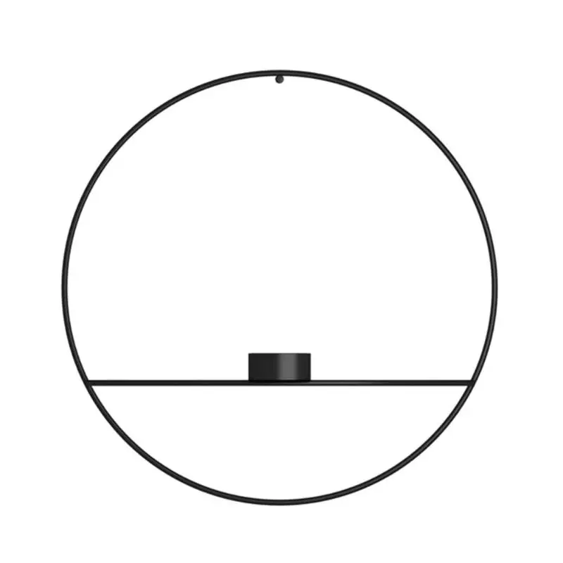Металлический Подсвечник геометрический Круглый Подсвечник настенные ремесла бра соответствующие маленькие подсвечники украшения для дома - Цвет: Black Short 29cm
