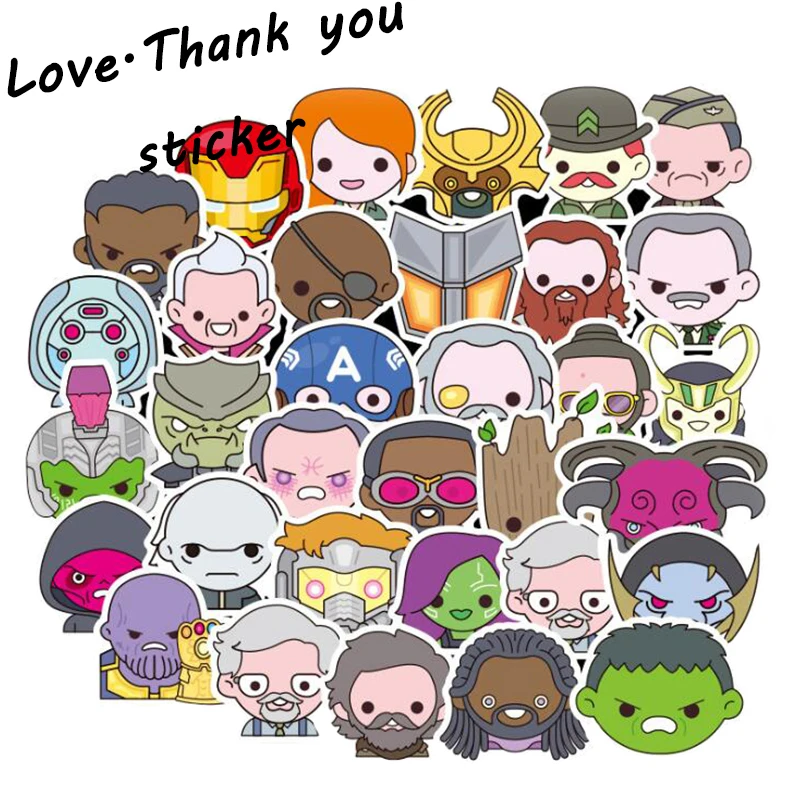 New 100 Pcs/Set Cartoon Cute Marvel Decal Stickers For Laptop Luggage Moto Car Cool Fashion PVC Waterproof Toy Sticker For kids