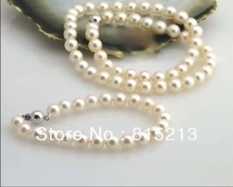 

ddh00710 Beautiful set of 9-10mm natural south sea white pearl necklace 18'' Bracelet !