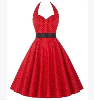 red vintage halter dress