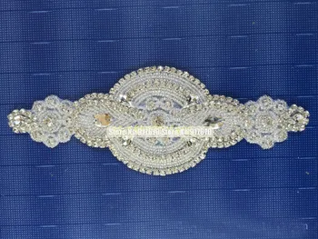 

Wholesale 10pieces Fashion Rhinestone Lace Appliques for Wedding Dresses Sash/Craft