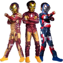 Classic Superhero Avengers Iron Man Thor Costume Boys Muscle Jumpsuit Book Week Children's Day Party Fancy Dress new arrival child boys the avengers superhero muscle thor costume
