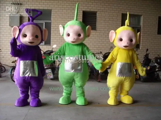 

New Adult Cute Deluxe 3pcs teletubbies Party Mascot Costume Christmas Fancy Dress Halloween Mascot Costume Free Ship