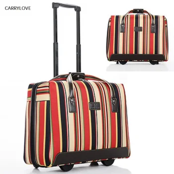 

Color stripe travel Large capacity trolley luggage bag with wheels multifunction Luggage carry on boarding