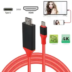 2 м Тип C к HDMI HD tv AV ТВ кабель тип-c штекер к HD ТВ HDMI Мужской кабель адаптер для samsung Galaxy S8 S9 S9 + Note 9 PC