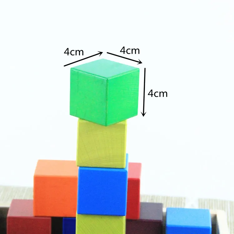 Радужные блоки, мозаичный квадрат из 36 штук, деревянный куб 4*4 см с лотком для хранения, деревянные игрушки для детей, строительные блоки, развивающие