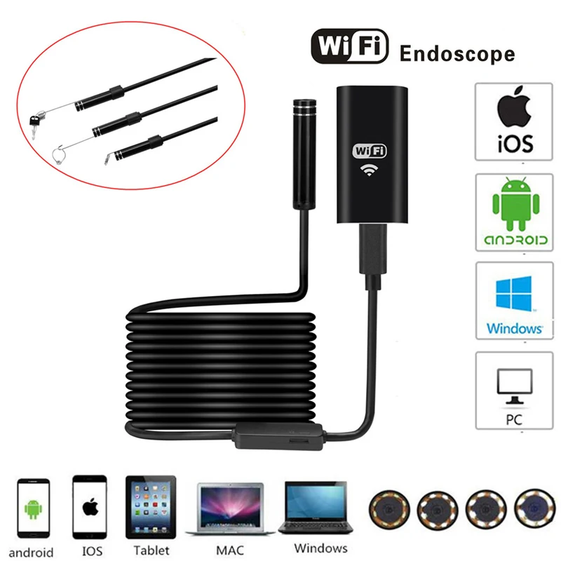 

Wistino Endoscope Wifi Camera 8mm Lens Endoscope Waterproof WiFi Tube Inspection Hard Cable Mini Endoscope Iphone Android Phone