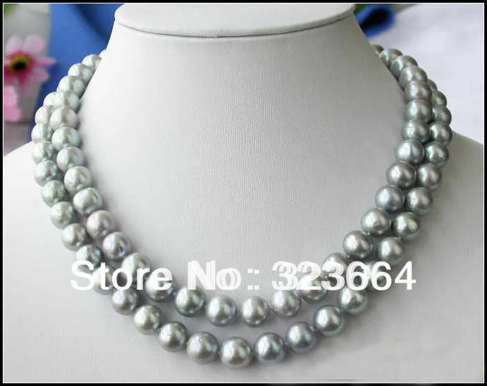 

2row 11mm GRAY ROUND FRESHWATER CULTURED PEARL NECKLACE