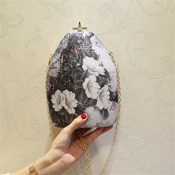 

Ink Floral Evening Day Clutch Bags Retro Evening Bag With Chain Shoulder Bag Women's Handbags Wallets Evening Bag For Wedding