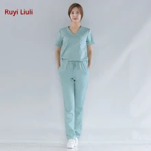 Ruyi Liuli-Elastic Medical Scrubs Hospital Staff Uniforms Pretty Nursing Clothes and Salon Slim fit fashion design Surgical gown hurst reviews medical surgical nursing review