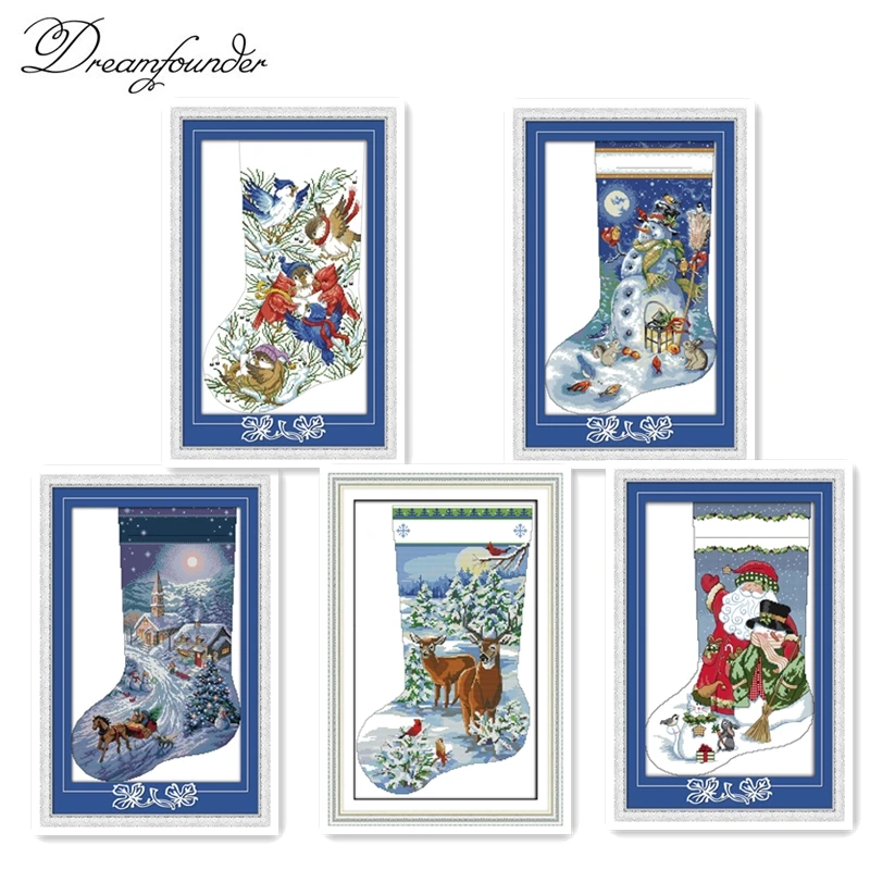 

Christmas stocking (2) cross stitch kit DIY hand embroidery set craft handmade needlework
