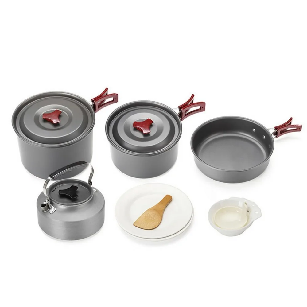 

4-5 Person Cookware Sets 2 Pot & Tea Pot & Frying Pan Outdoor Camping Hiking Picnic Cooking Pot Sets Fire Maple Feast c