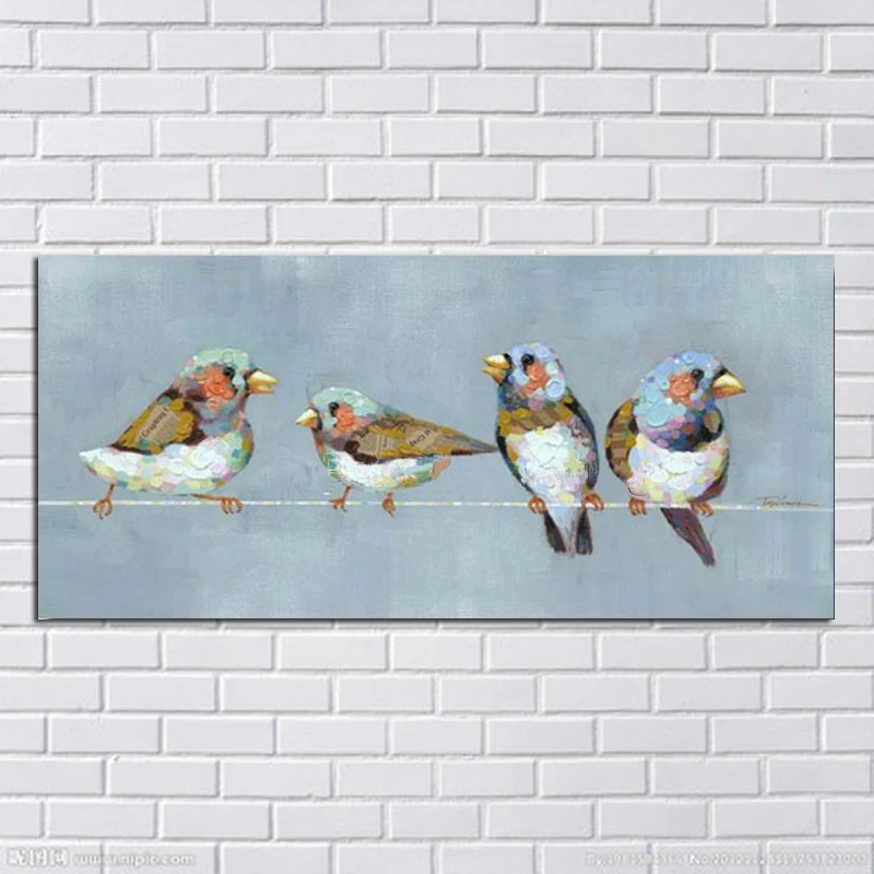 Large 1Peice Canvas Art 100 Hand painted Abstract Birds Oil Painting