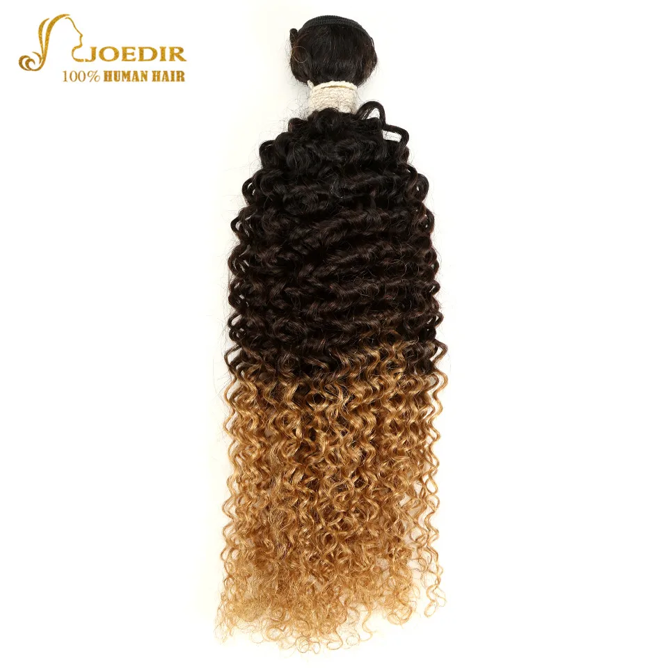Joedir 3 Tone Ombre Brazilian Kinky Curly Hair Weave Bundles 1B/4/27 100% Human Hair Extension 4PCS Blonde Non Remy Hair Weaving