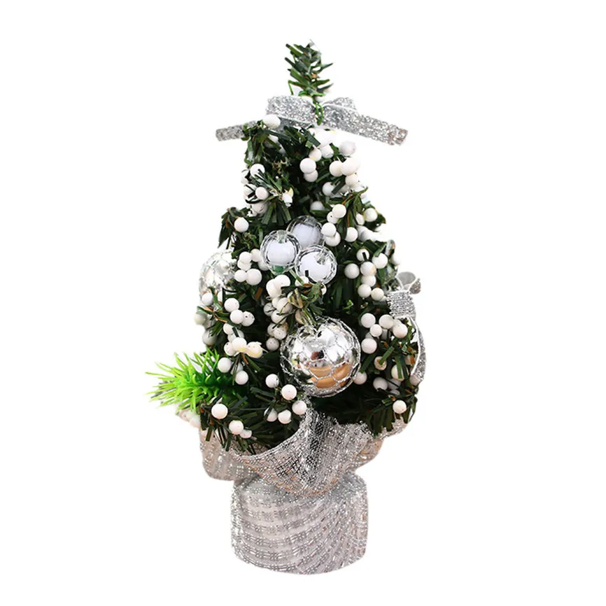 Веселая Рождественская елка, украшение для спальни, Настольная игрушка, кукла, подарок для офиса, дома, детей - Цвет: Silver