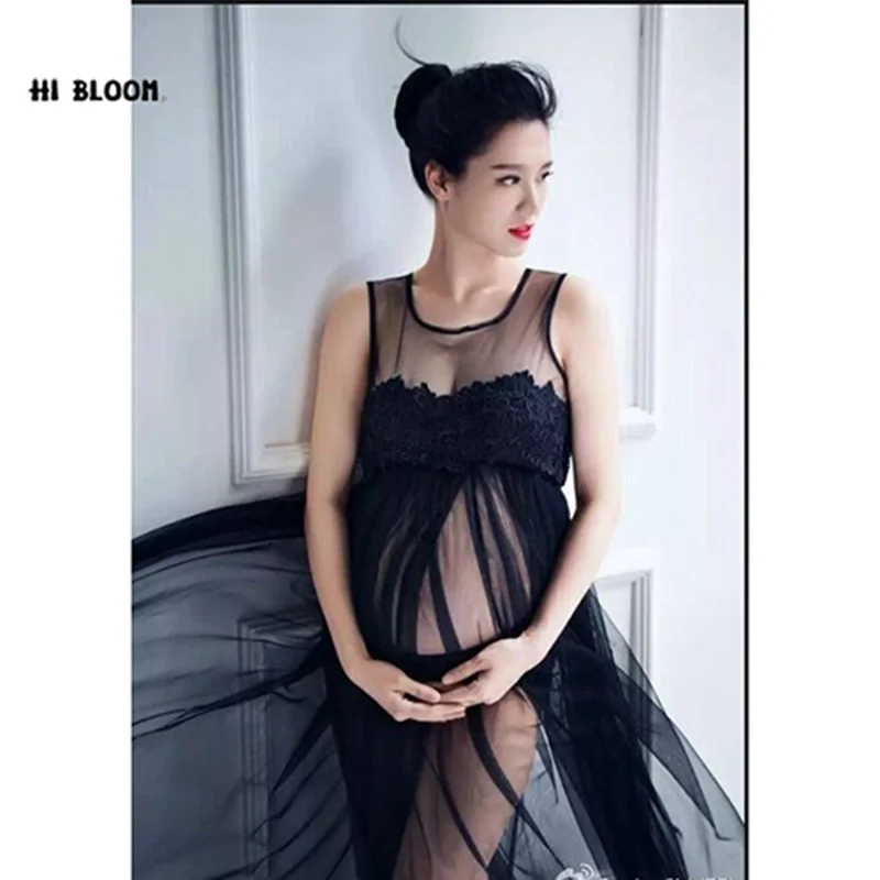 

Maternity Photography Props Pregnant Mexi Dress For Photo Shoot Maternity Clothes Long Lace Dress Pregnancy Clothing O Neck Soft