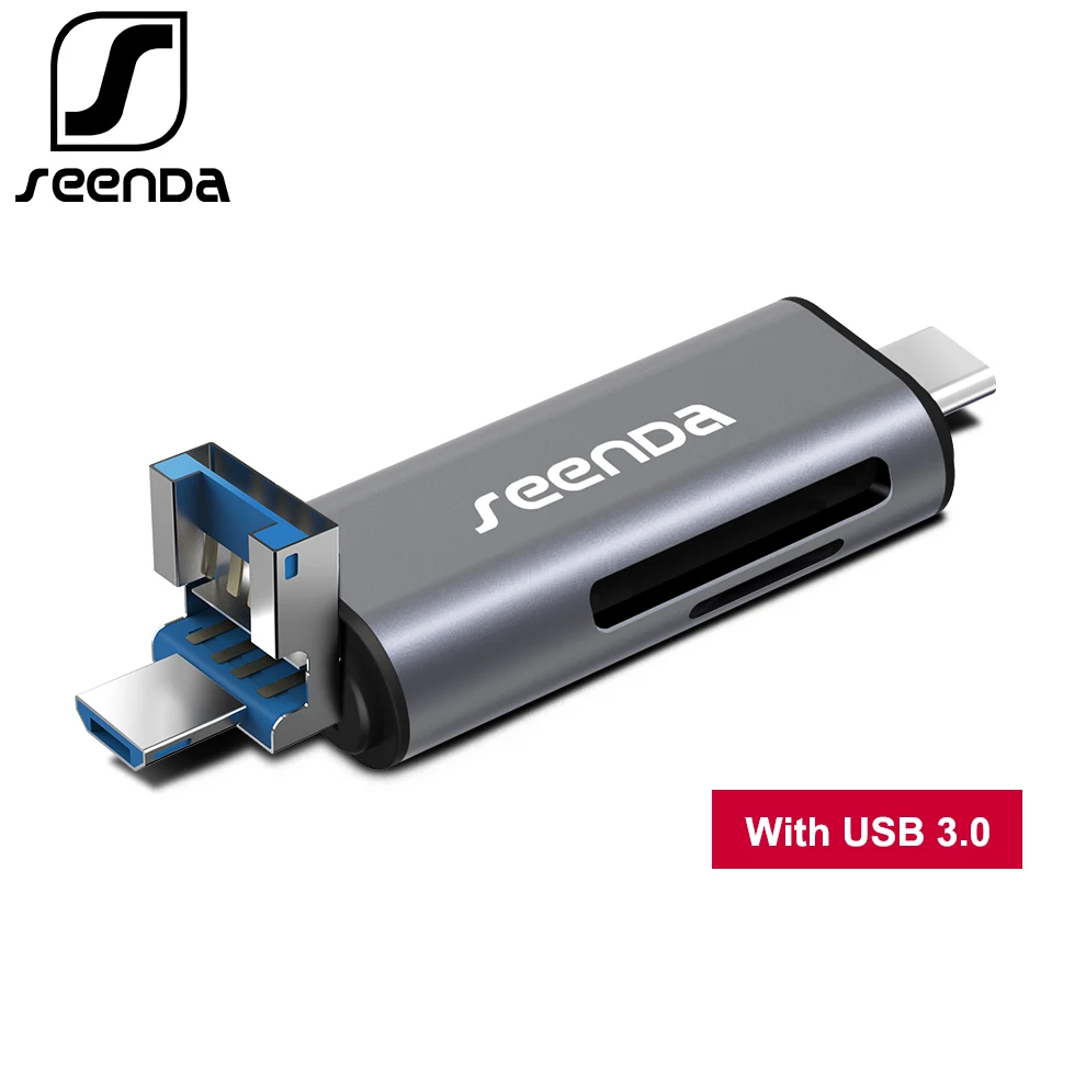 SeenDa все в 1 USB 3,0 смарт-кард-ридер высокоскоростной TF Micro SD кард-ридер OTG Тип C кард-ридер Micro USB SD адаптер