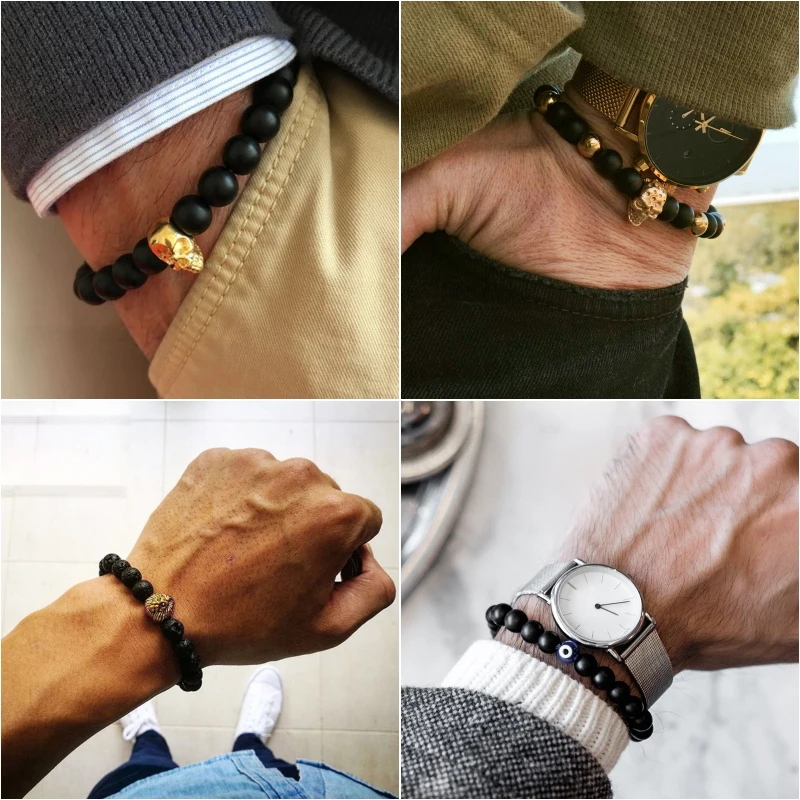 

Mcllroy Fashion Charm Men Bracelet Tiger Eye Natural Stone Bracelet Bangle Crown Evil eye Accessaries Handmade Jewelry Drop Ship