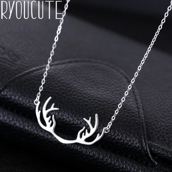 

Boho Silver Color Deer Antler Necklaces For Women Girls Fashion Jewelry Statement Charm Necklaces Pendant Collar Collares